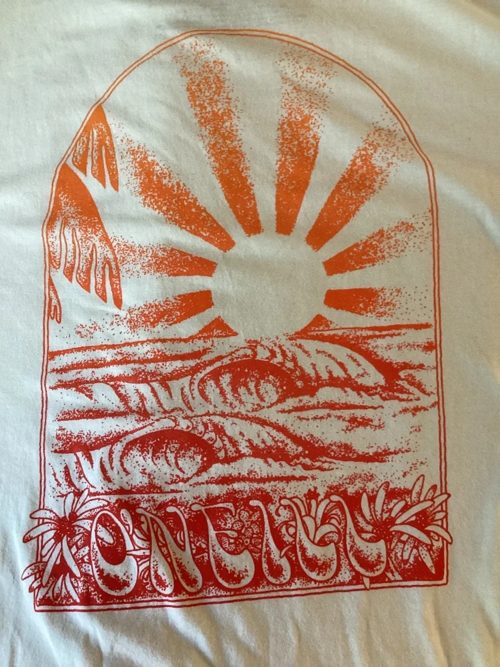 O’Neill Men’s Medium Cream Orange Surf Graphic Back Print T-Shirt